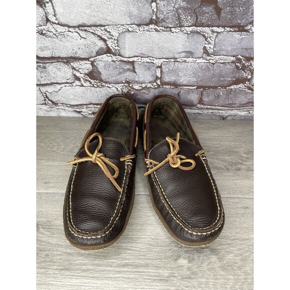 L.L. Bean Pebble Brown Leather Moccasin Slip On Loafers Shoes Men Sz 10M US/43EU - Picture 14 of 16